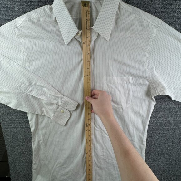 Brooks Brothers 16.5 32 Striped Ivory Gray Slim Fit Point Non Iron Button Up - Picture 3 of 16